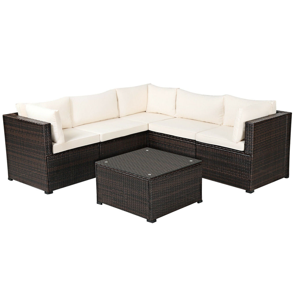 6 Pieces Patio Furniture Sofa Set with Cushions for Outdoor