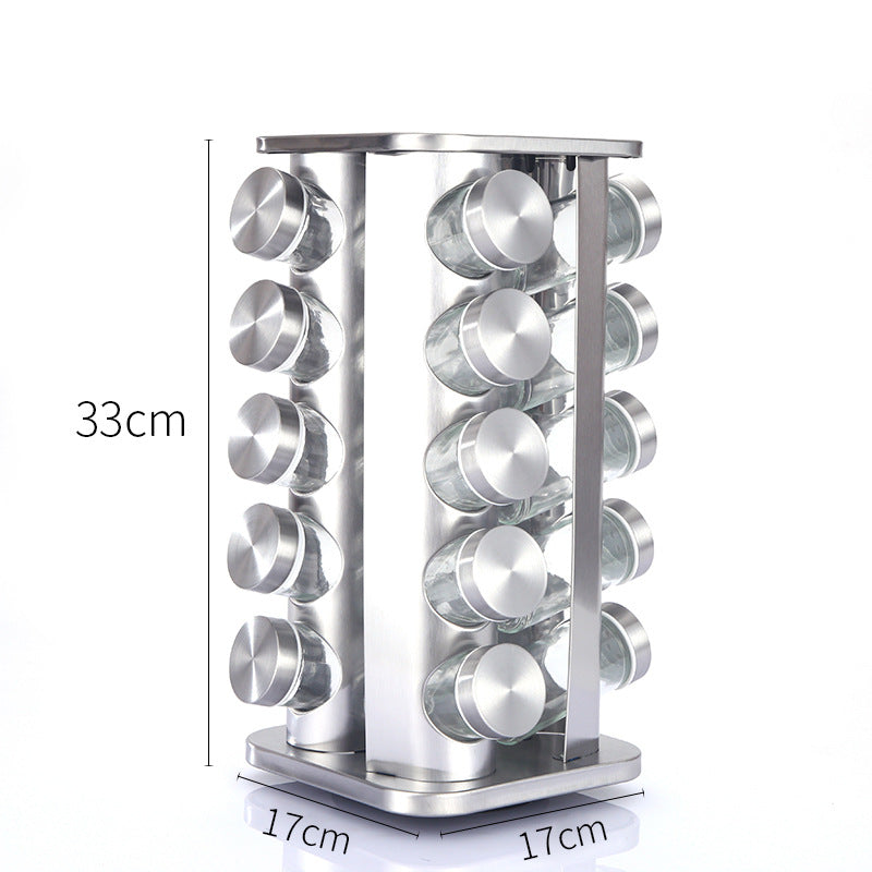Kitchen articles rotating seasoning rack domestic rotating seasoning tank stainless iron spices seasoning box set