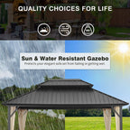 Ainfox 12 ft x 16 ft Steel Outdoor Patio Gazebo with Mesh Screen Double Roof for Lawn, Backyard