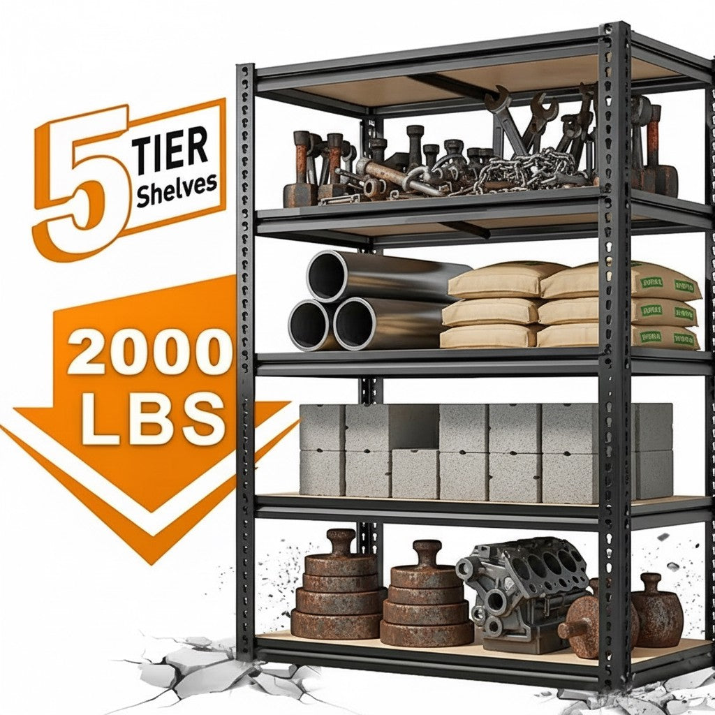 Heavy Duty Metal Garage Shelving Rack 2000lbs 4/5/6-Tier Steel Shelf 60"/72"/84"