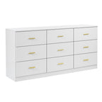 Modern White 9-Drawer Dresser for Bedroom - Ample Storage Wide Chest of Drawers, Sturdy & Safe