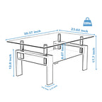 Rectangle Black Glass Coffee Table  Clear Coffee Table Modern Side Center Tables for Living Room Living Room Furniture