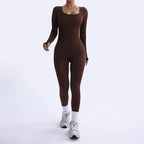 Threaded Square Collar Buttocks Slim Jumpsuit