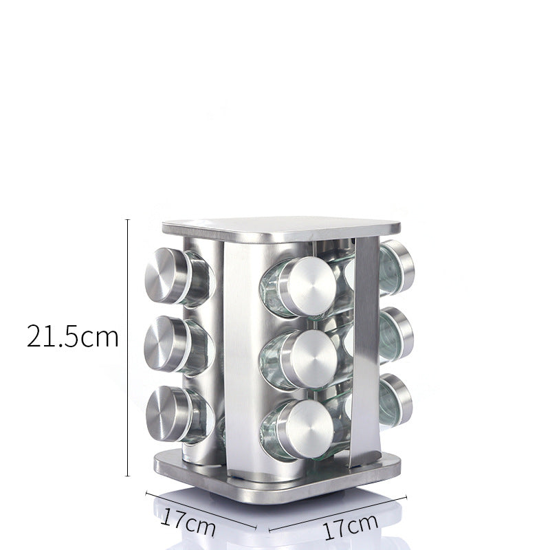Kitchen articles rotating seasoning rack domestic rotating seasoning tank stainless iron spices seasoning box set