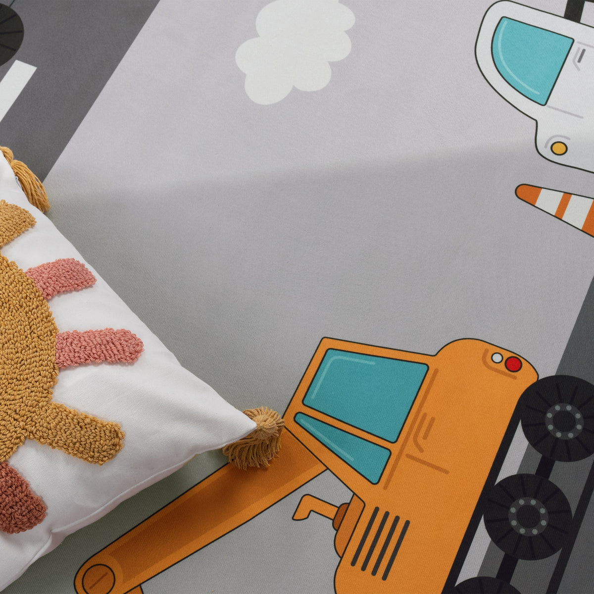 Kids Play-Mat Bob Construction Road with Trucks & Cranes