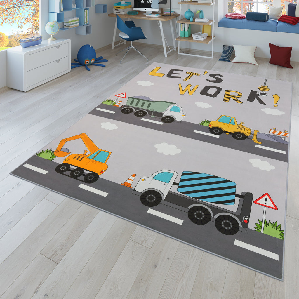 Kids Play-Mat Bob Construction Road with Trucks & Cranes