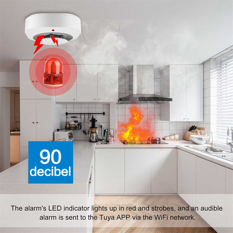 Tuya Smart Zigbee Smoke Detector Smart Fire Alarm Progressive Sound Photoelectric Smoke Sensor