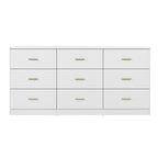 Modern White 9-Drawer Dresser for Bedroom - Ample Storage Wide Chest of Drawers, Sturdy & Safe