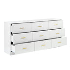 Modern White 9-Drawer Dresser for Bedroom - Ample Storage Wide Chest of Drawers, Sturdy & Safe