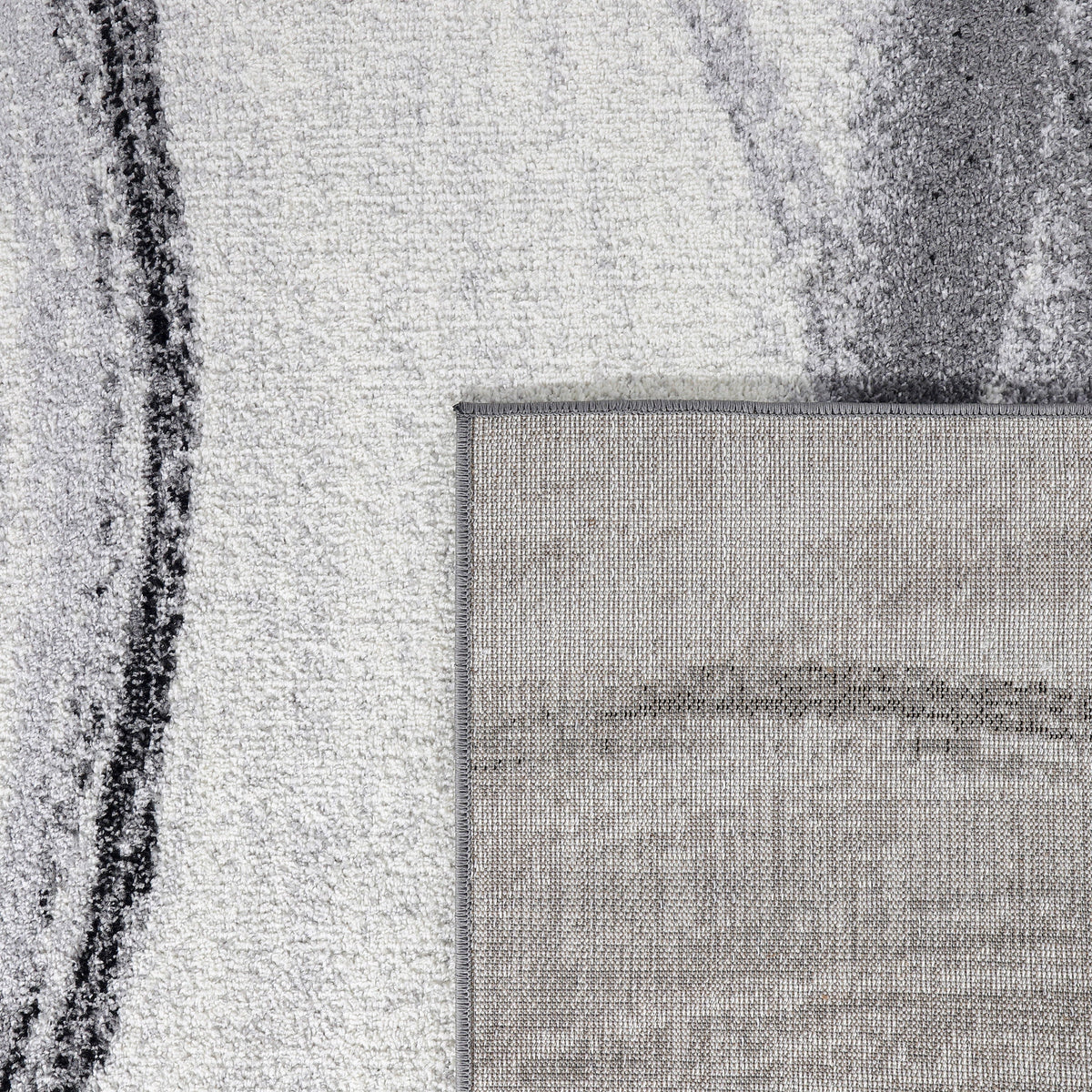 Modern Area Rug Fiesta with Artistic Waves in Grey Tones
