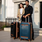 Vintage 3 Piece Expandable Retro Luggage Set