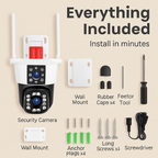 1080P HD 4-Lens Security Camera 360° View WiFi Pan & Tilt Surveillance Camera With Full Color Night Vision Auto Motion Tracking 2-Way Audio Spotlights