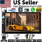 7" Double 2 DIN Car MP5 Player Bluetooth Touch Screen Stereo Radio With Camera