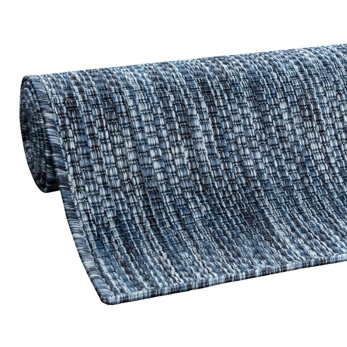 Solid Outdoor Rug for Patio or Balcony weatherproof in Mottled Blue
